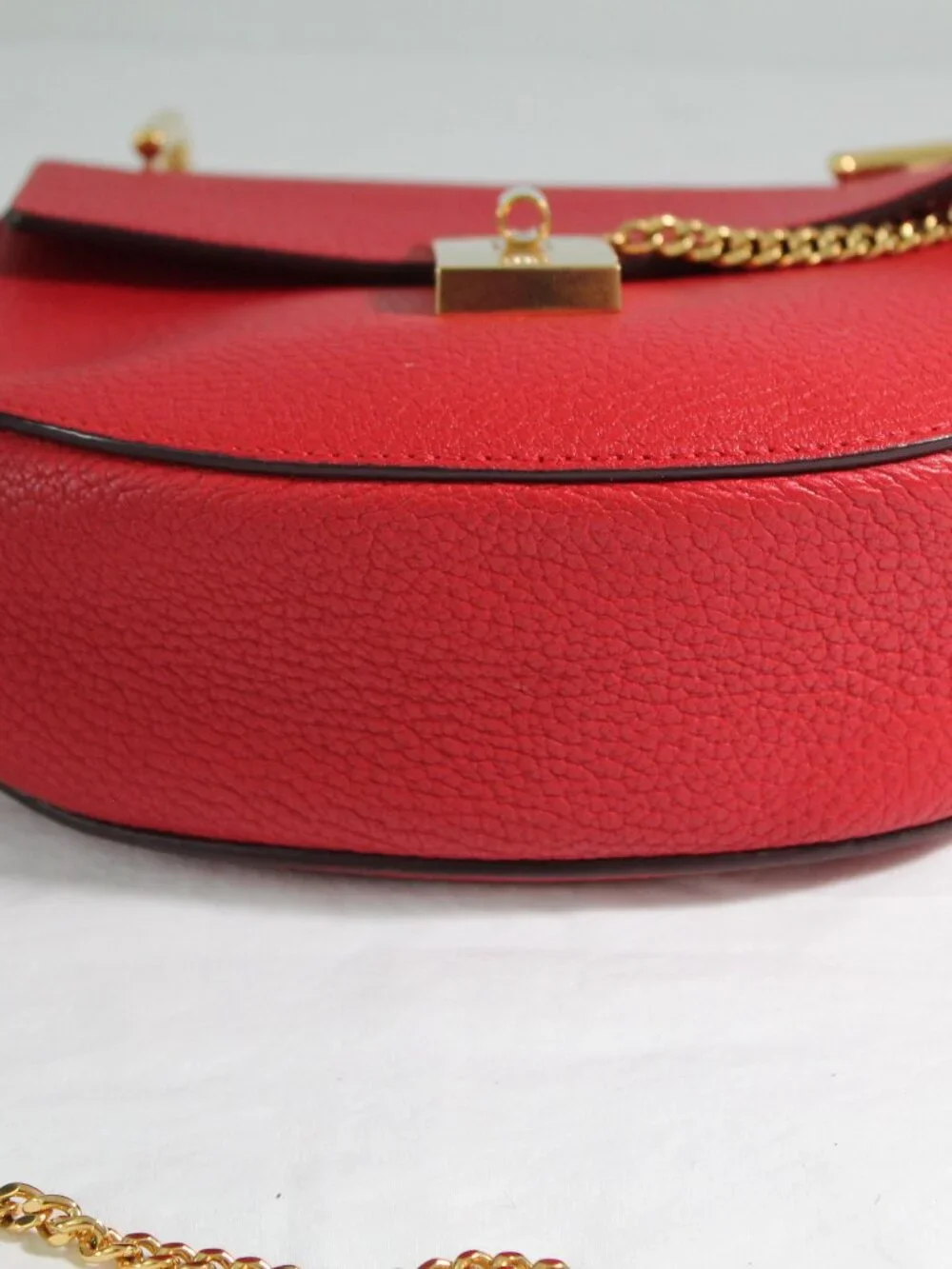 Chloe Chloé Drew Shoulder Bag Crossbody Red Leather Gold Hardware Chain Strap